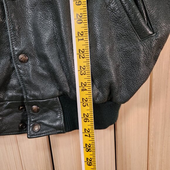 Vintage Roots Leather Jacket Varsity Leather Jacket Green - Picture 15 of 16